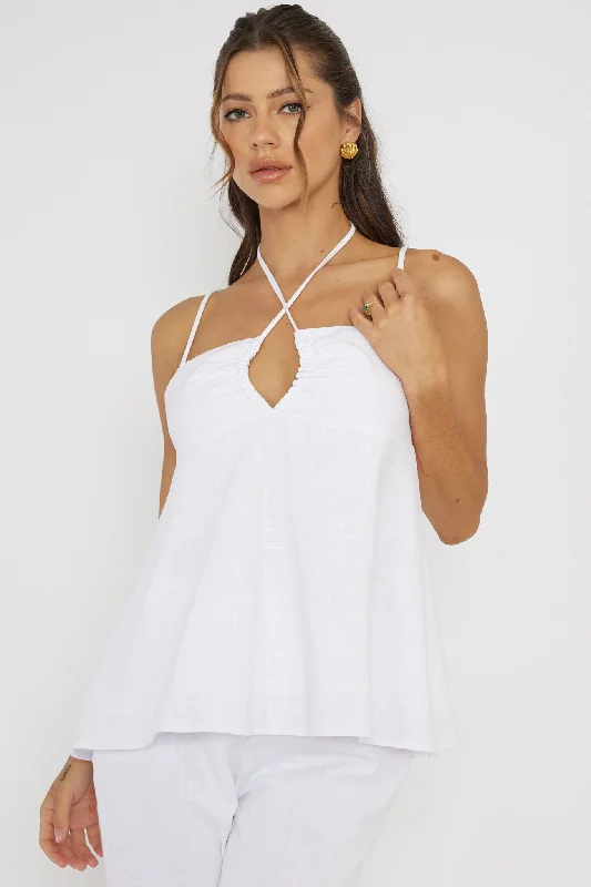 Freestyle Neck Tie Top White