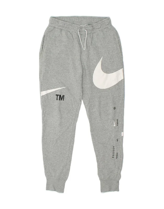 NIKE Womens Swoosh Graphic Tracksuit Trousers Joggers UK 10 Small Grey