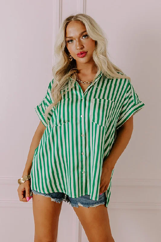 Horizon Light Satin Button Up in Green