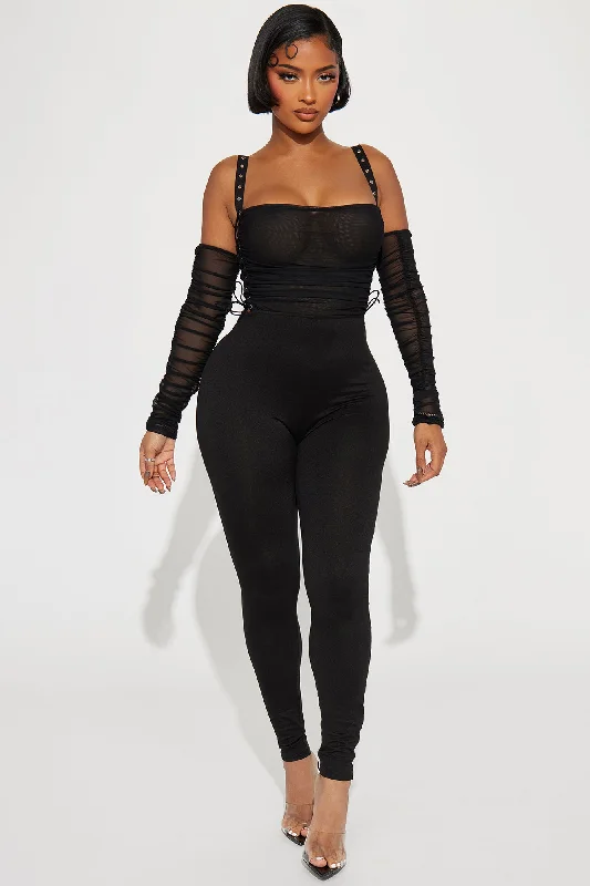 Never Blend In Mesh Jumpsuit - Black