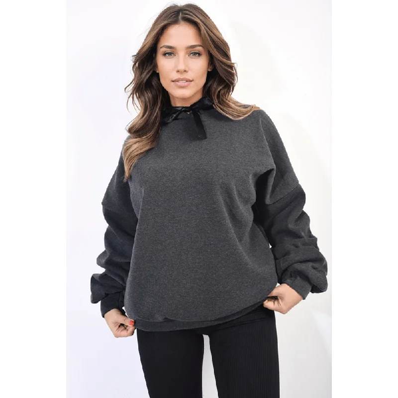 oversized-ruched-sleeves-knitted-hoodie-with-ribbon-detail