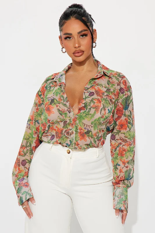 Seasonal Bloom Floral Shirt - Taupe/combo