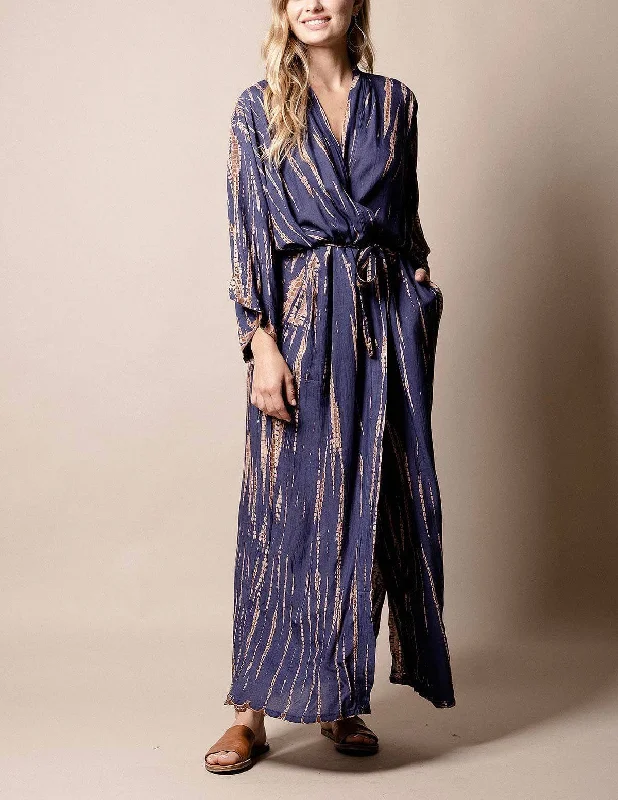 Shibori Kimono Duster - Indigo