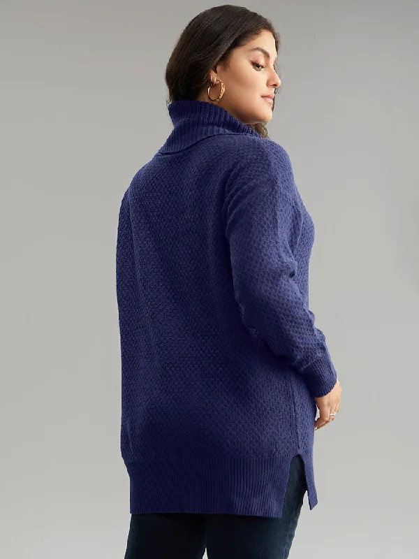 solid-turtle-neck-split-side-pullover