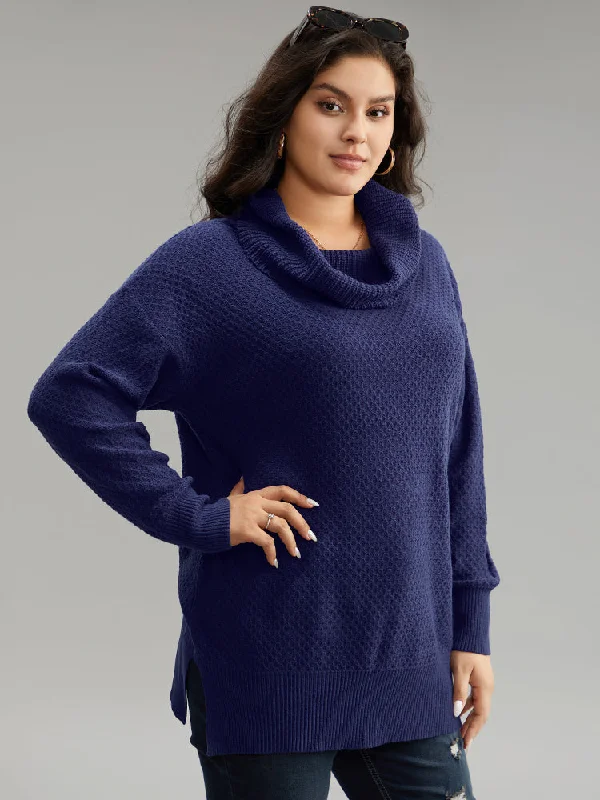 solid-turtle-neck-split-side-pullover