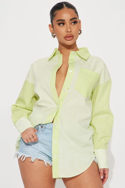 Such A Vibe Poplin Shirt - Green/combo