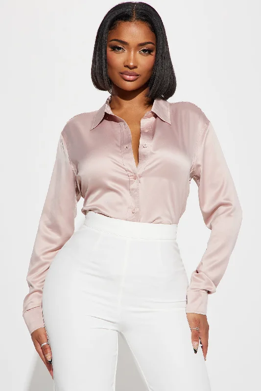 Yuliana Satin Shirt - Taupe