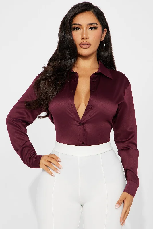 Yuliana Satin Shirt - Wine